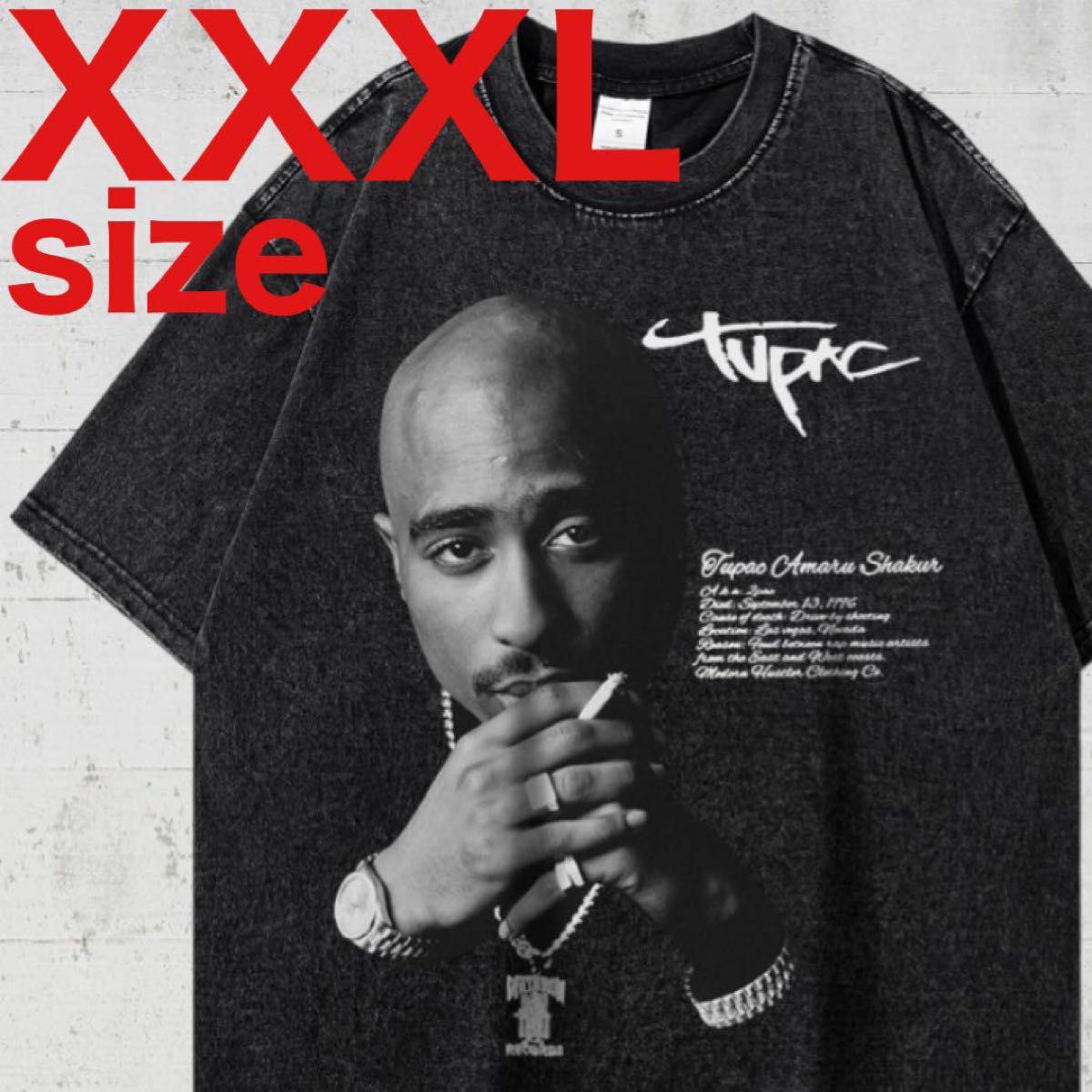 2PAC TUPAC モノクロプリント ラップ Tシャツ ブラック XXXL 2PAC TUPAC モノクロプリント ラップ Tシャツ ブラック XXXL