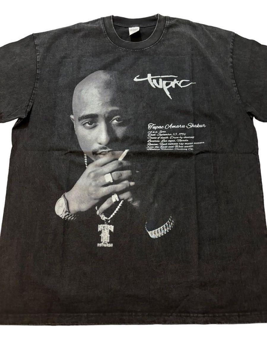 2PAC TUPAC モノクロプリント ラップ Tシャツ ブラック XXXL 2PAC TUPAC モノクロプリント ラップ Tシャツ ブラック XXXL
