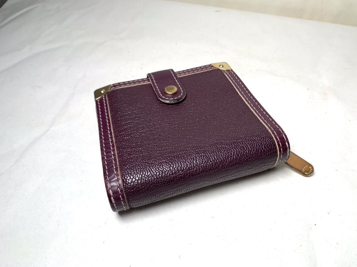 691 美品 ルイヴィトン LOUIS VUITTON スハリ コンパクト ジップ ウォレット 二つ折り財布 M91828 バイオレット系 紫 カードケースの画像4