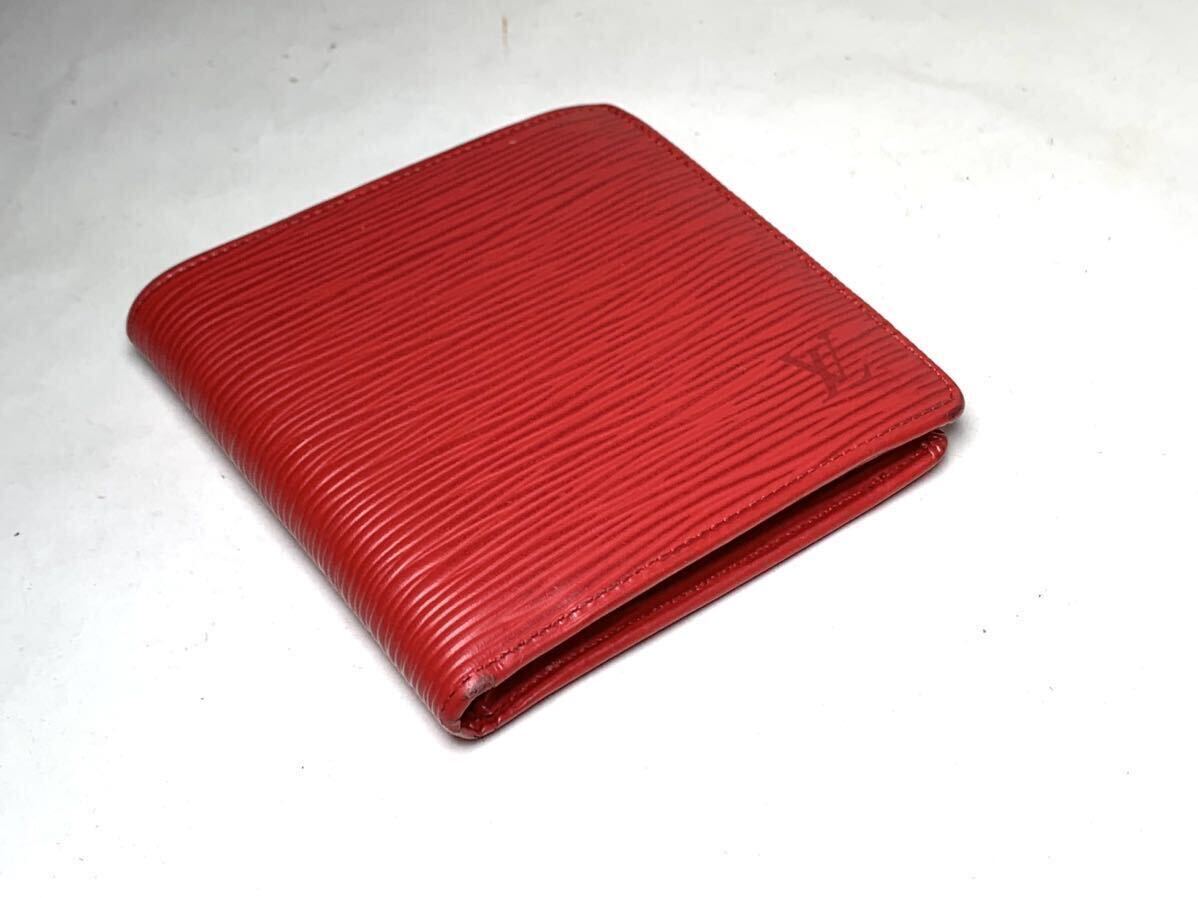 780 美品 LOUIS VUITTON ルイヴィトン ミュルティ エピ ポルトフォイユ マルコ 二つ折り 財布 ウォレット メンズ 札入れ レッド 赤の画像3