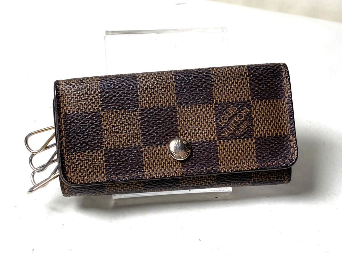 787 1円 ■極美品■ LOUIS VUITTON ルイヴィトン N62631 ダミエ ミュルティクレ4 4連 キーケース 鍵入れ メンズ レディース ブラウン_画像1