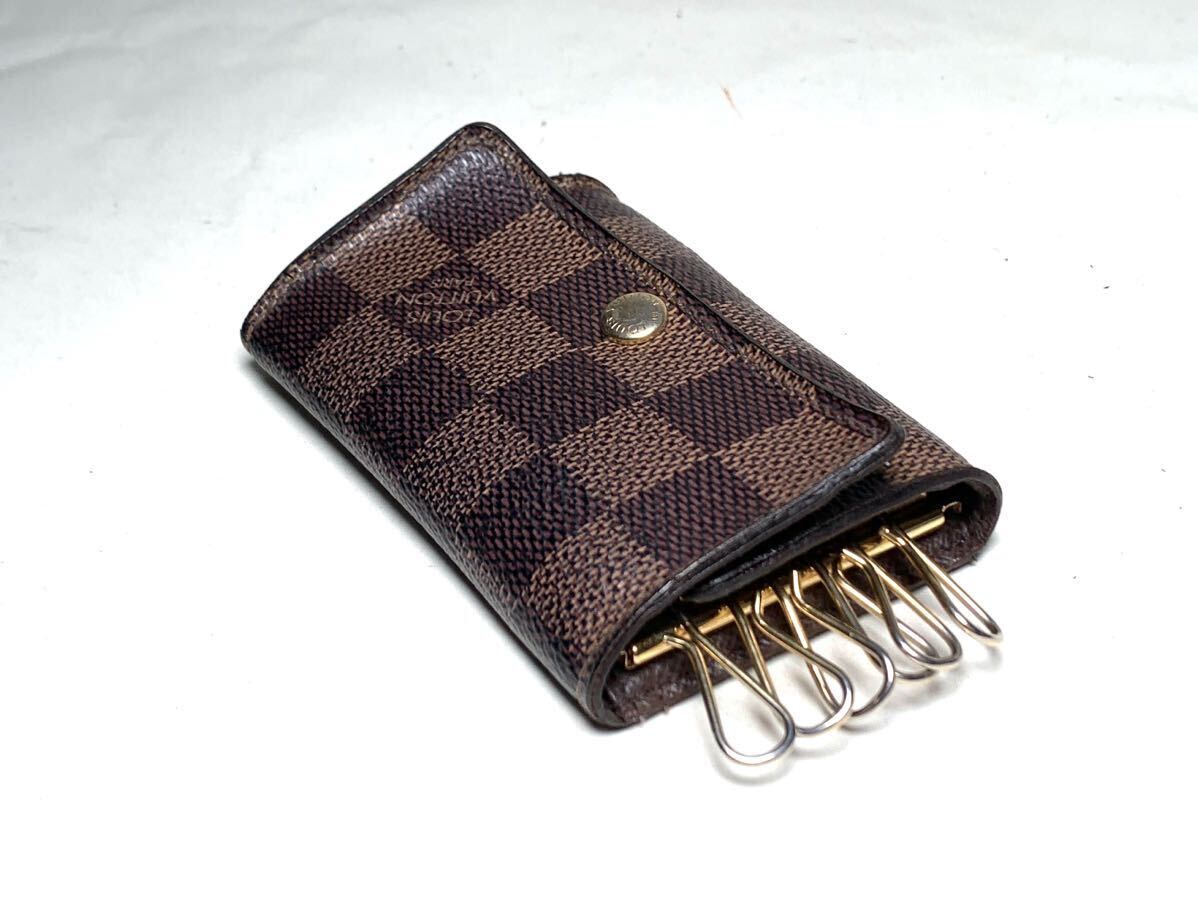 791 1円 ■美品■ LOUIS VUITTON ルイヴィトン N62630 ダミエ ミュルティクレ6 6連 キーケース 鍵入れ メンズ レディース ブラウン系_画像4