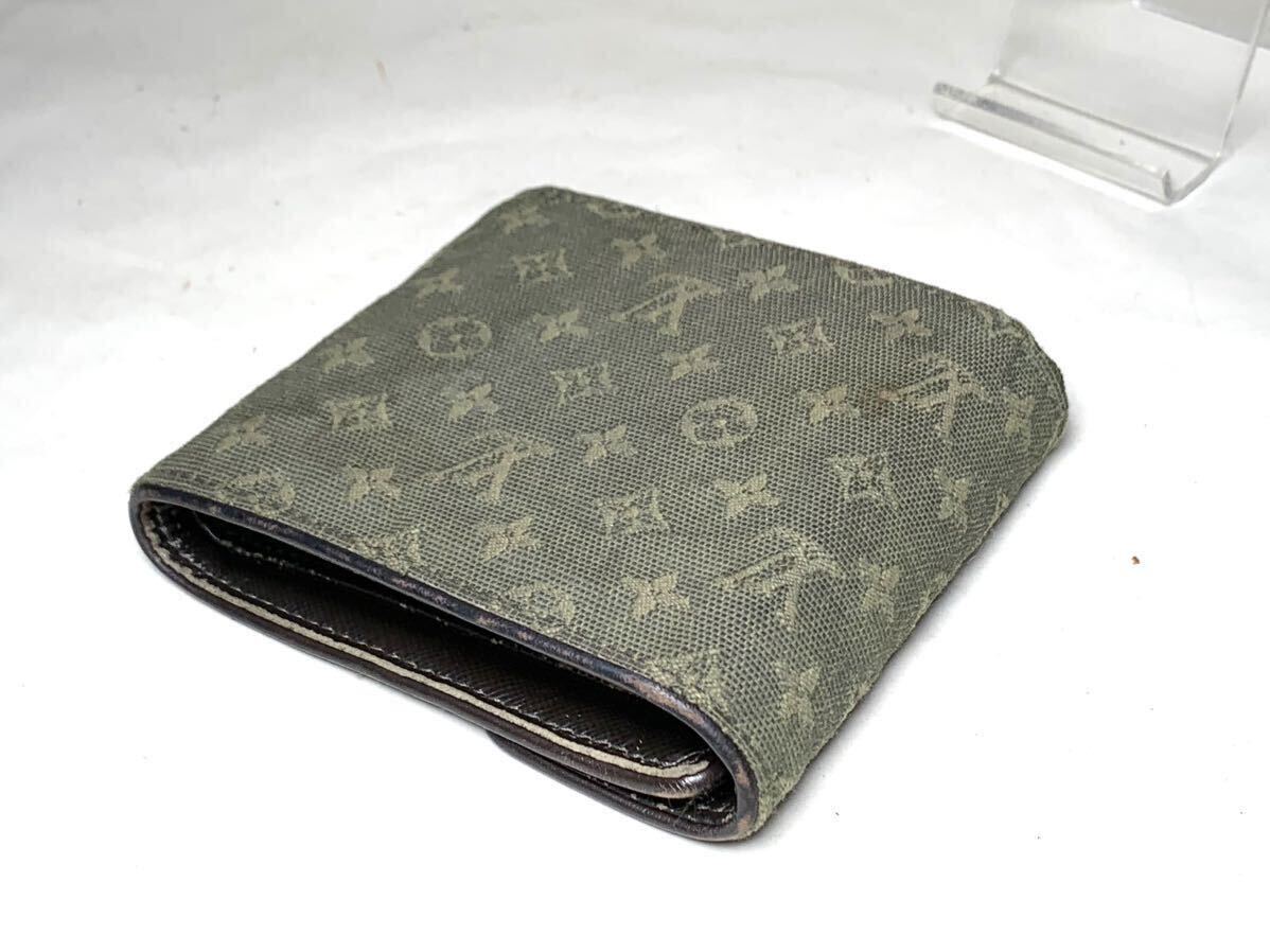 812 1円 ■美品■ LOUIS VUITTON ヴィトン M92241 モノグラムミニ ポルトビエ カルトクレディ モネ 三つ折り 財布 ウォレット カーキ_画像6