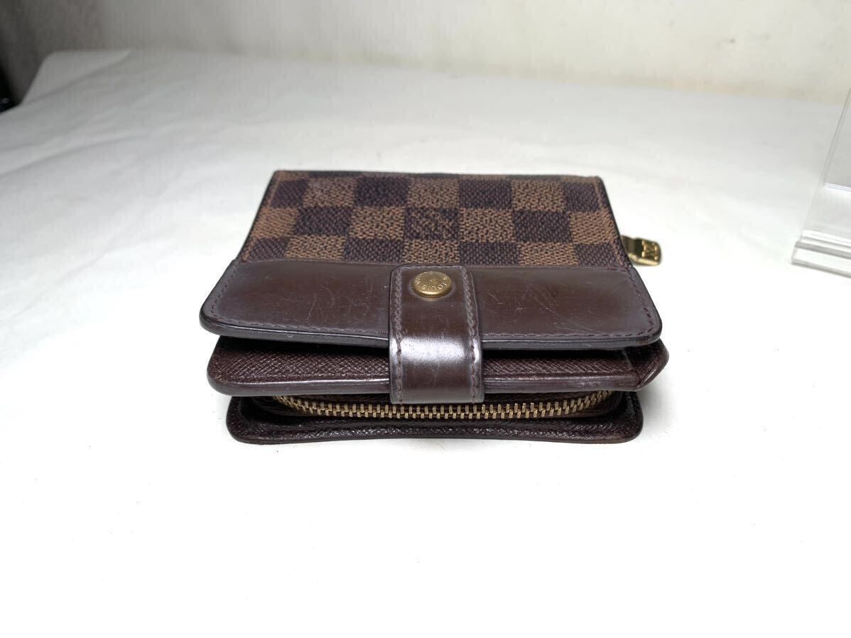 811 1円 ■美品■ LOUIS VUITTON ルイヴィトン N61668 ダミエ コンパクトジップ 二つ折り 財布 ウォレット ブラウン系_画像5