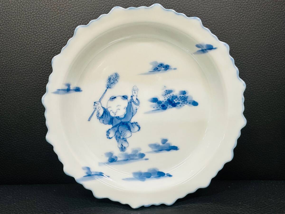 ◇◆4355　三川内　嘉泉窯　唐子　高台皿　菓子皿　5枚セット　現状保管品◆◇_画像4