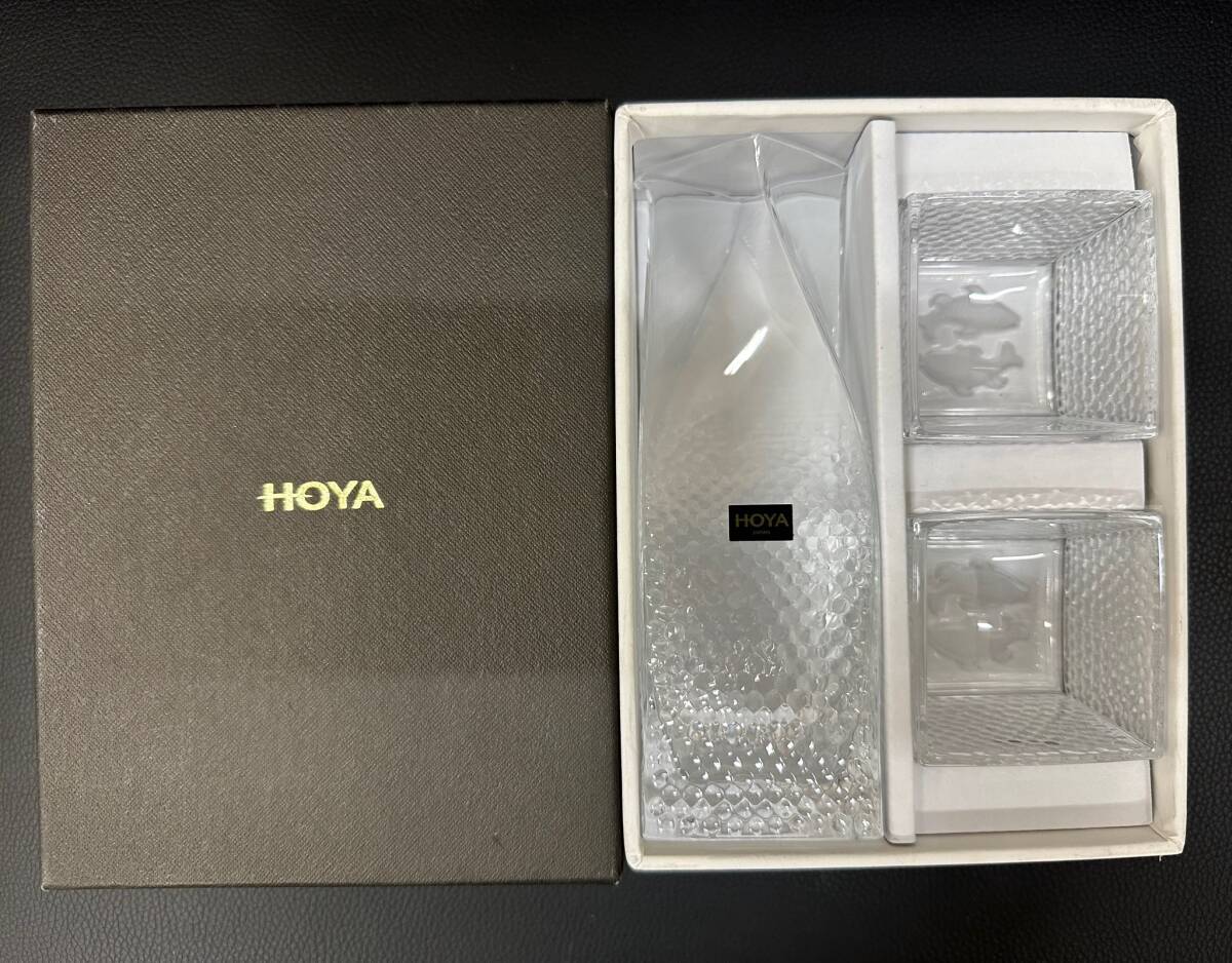 **4274 HOYA CRYSTAL Hoya crystal холодный sake комплект бутылочка для сакэ чашка саке pe Agras не использовался текущее состояние хранение товар **