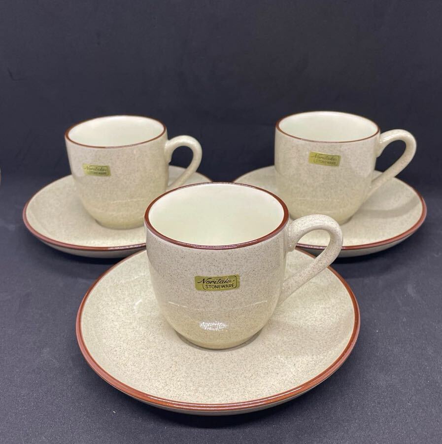 ノリタケ Noritake コーヒーカップ FOLKSTONE STONE WARE 3客セット昭和レトロ レトロ 洋食器_画像1