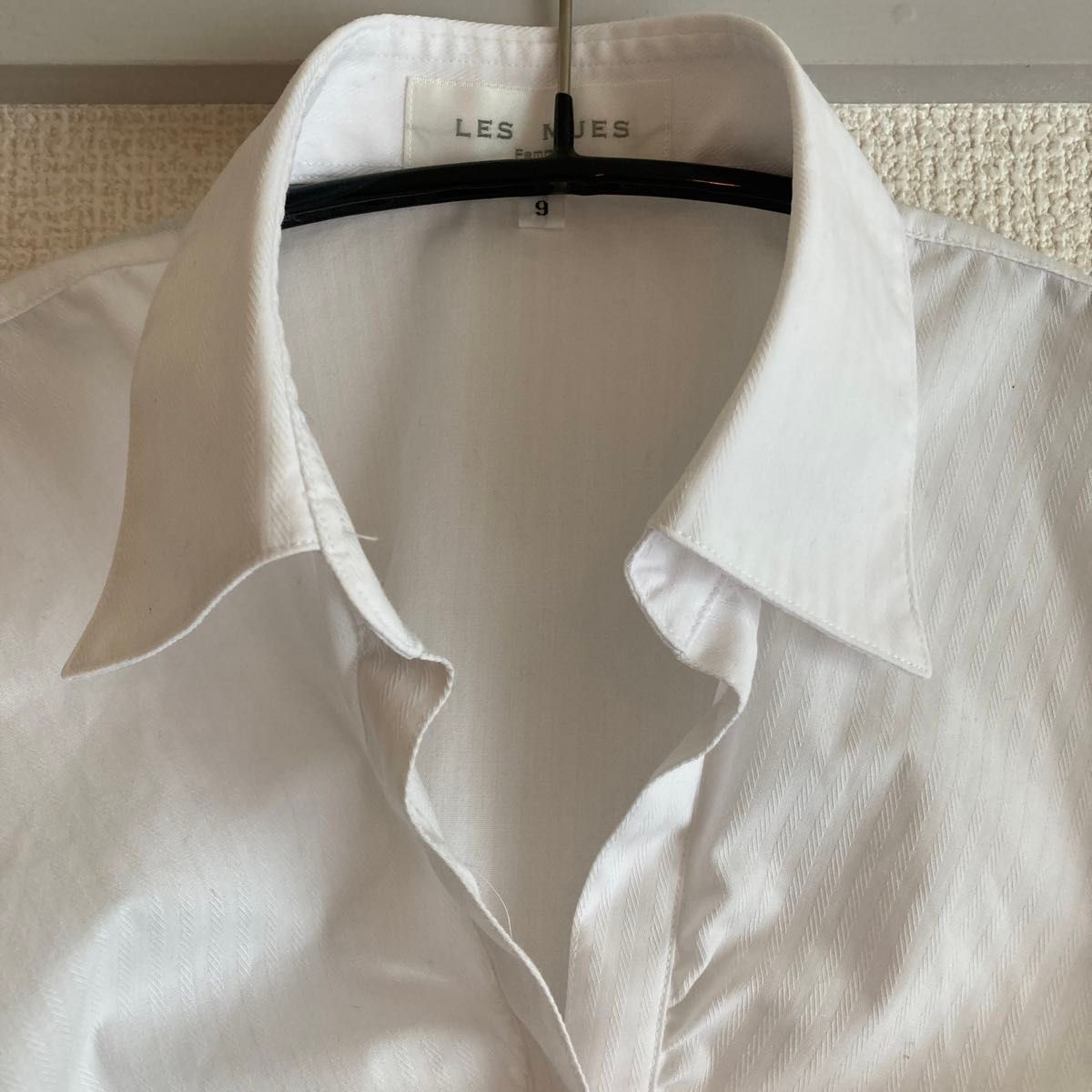 白シャツ  ブラウス　シャーリング　 長袖　9号　Mサイズ
