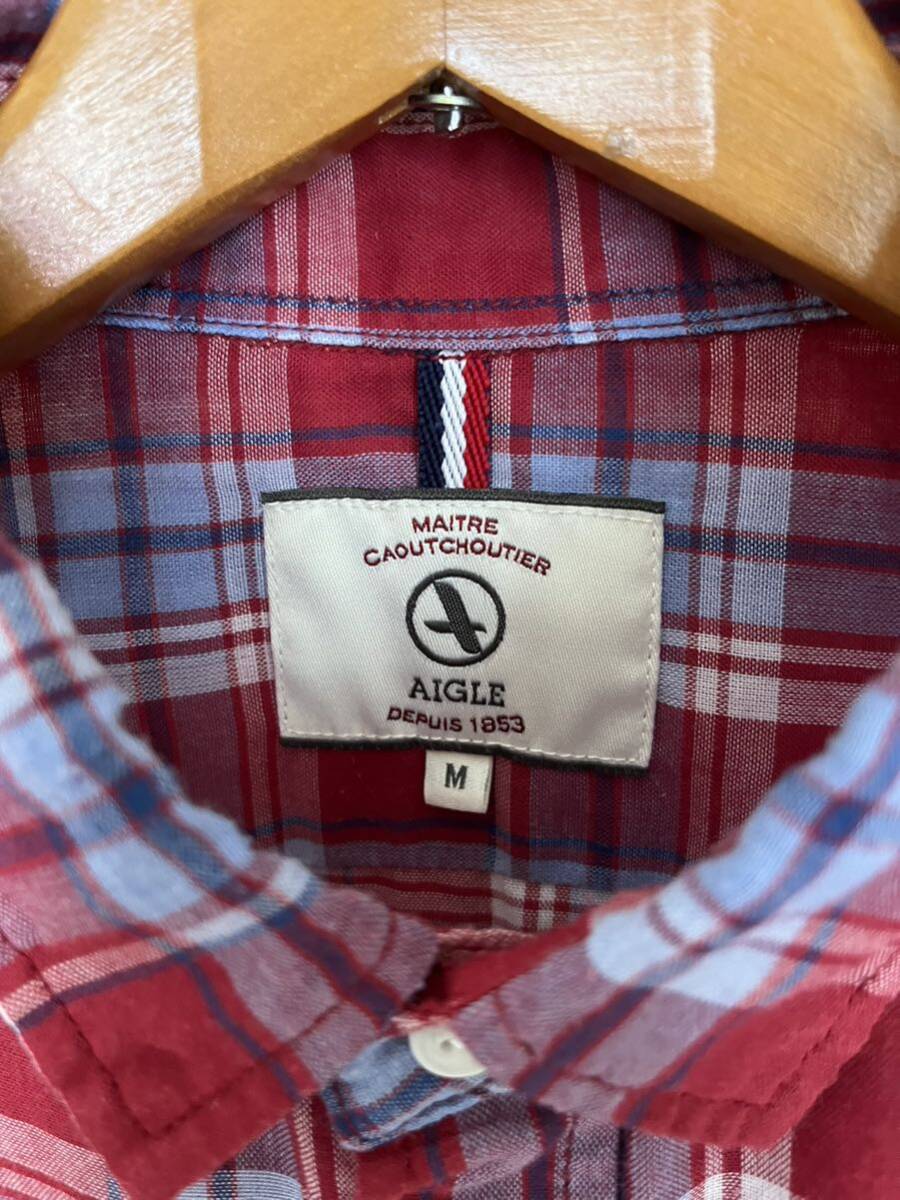 　AIGLE／エーグル 　チェック 長袖シャツ DRY FAST TEXTILE Mサイズ　商品のタグ付き_画像5