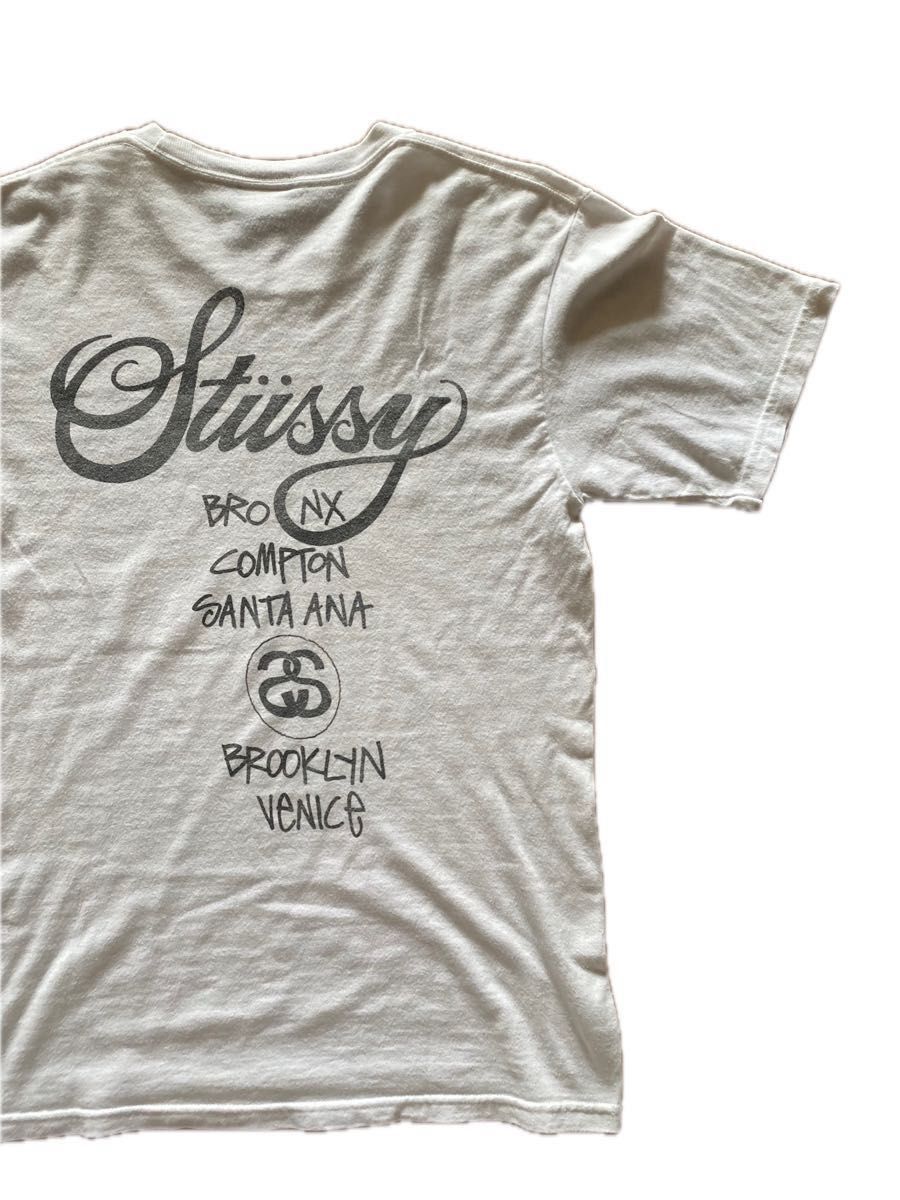 【STUSSY】ワールドツアー Tシャツ MEXICO製 バックプリント ロゴ クルーネック ショーンフォント サイズS
