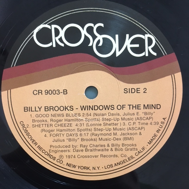 BILLY BROOKS/WINDOWS OF THE MIND/CROSSOVER/CR-9003/LP/US REISSUE/RARE GROOVE/JAZZ FUNK/ATCQネタ/FOURTY DAYS/SAMPLING/レアグルーヴ_画像5