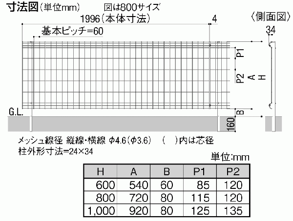  fence out structure DIY steel mesh fence fencing net LIXIL height 100cm fence body simple mesh fence 