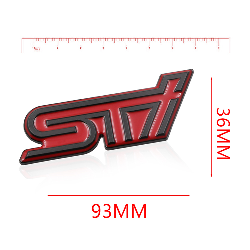 【送料込】STI 3Dエンブレム レッド×ブラック 金属製 スバル SUBARUの画像1
