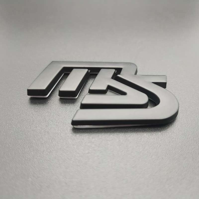 【送料込】MS(MAZDASPEED) ロゴ3Dエンブレム(両面テープ) マットブラック 金属製 マツダスピード　_画像2