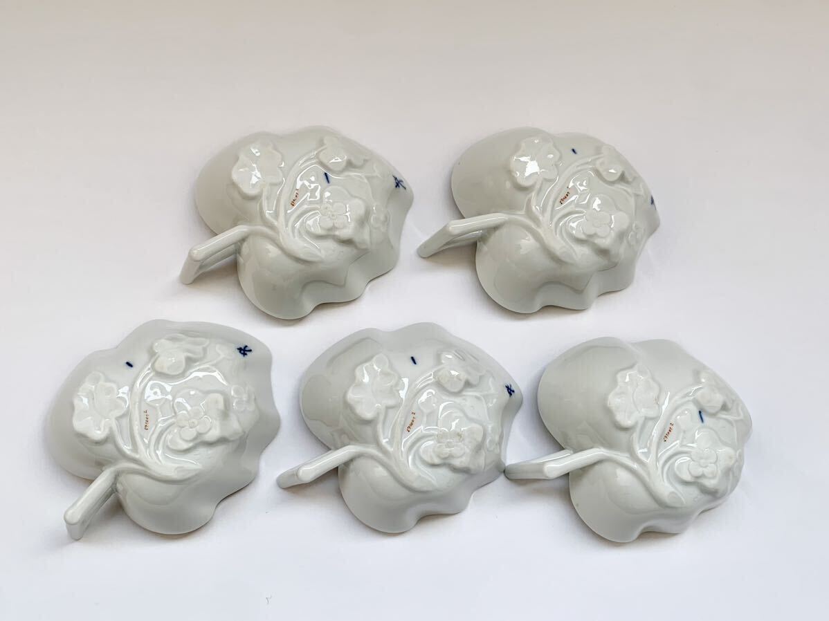 1円スタート【MEISSEN/マイセン】柿右衛門様式花鳳凰図隅入小皿5客　完品 懐石料理_画像9