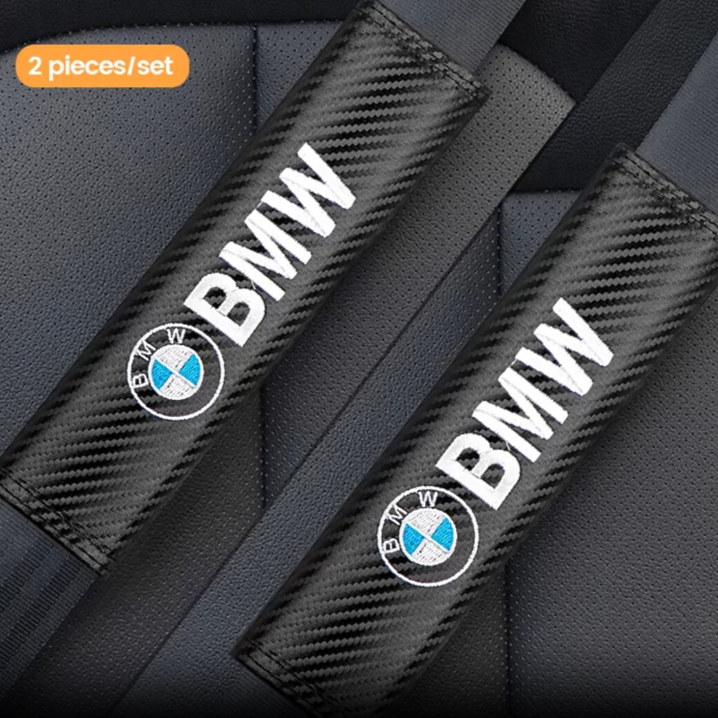 2 piece set BMW Be M Dub dragon carbon fibre seat belt pad seat belt cover shoulder pad Logo embroidery c