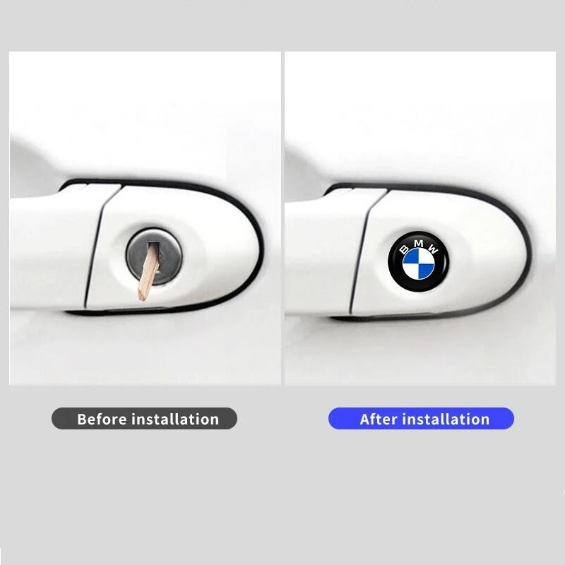 2個セット BMW ビーエムダブリュー 3D クリスタルエンブレム 14mm 鍵穴マーク 鍵穴隠し キーレス ブラック nm_画像2