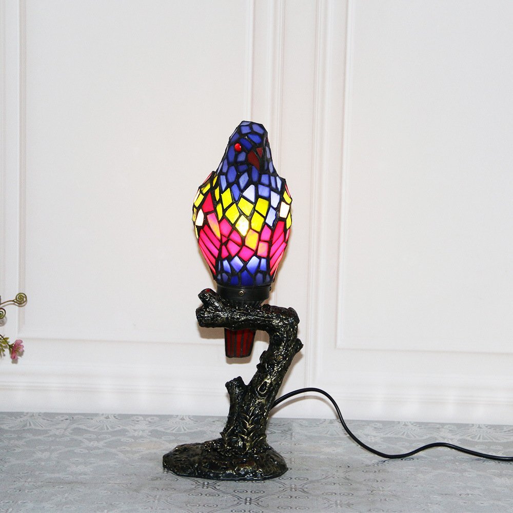 ◆極美品◆独特◆鸚鵡 ヴィンテージ ステンドランプ ステンドグラス デスクライト レトロな雰囲気 室内装飾 ティファニー ランプの画像2