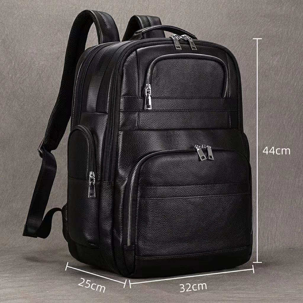  limitation version * rucksack men's cow leather rucksack business commuting going to school high capacity multifunction 14PC correspondence leather bicycle bag daypack original leather business trip 