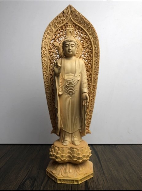 最新作★極上の木彫★仏像★彫刻 木彫 阿弥陀仏立像★高28cmの画像1