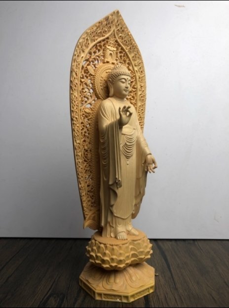 最新作★極上の木彫★仏像★彫刻 木彫 阿弥陀仏立像★高28cmの画像3
