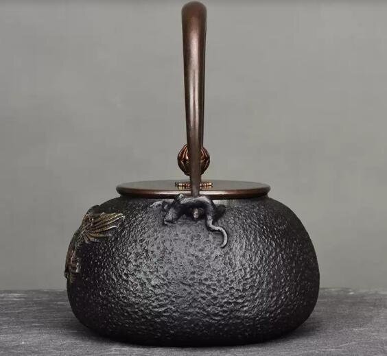 高品質★鉄壺 鷹です コーティングなし 手作り鉄 やかんを沸かす お茶の道具 1200ML_画像4