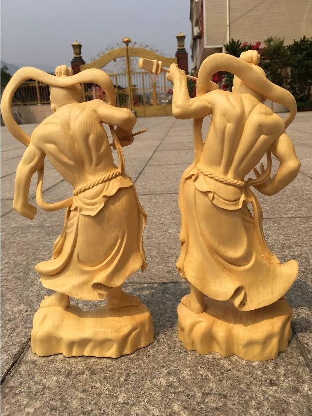  Buddhism fine art gold Gou power . image (. shape . shape ).. image finest quality goods hinoki cypress tree sculpture woe defect removal tree carving Buddhist image 2 point set * height 20cm