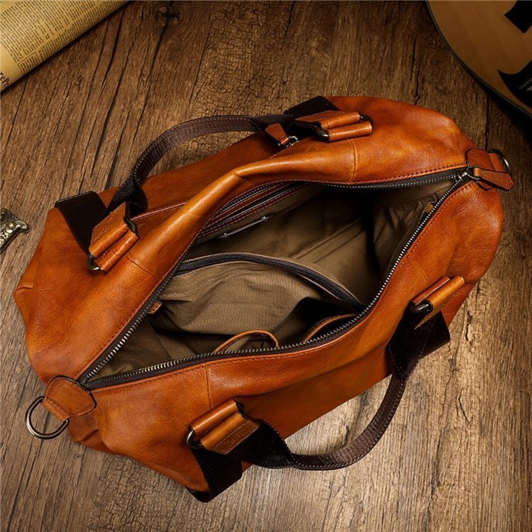  super-beauty goods * tote bag men's high capacity original leather cow leather business bag shoulder .. going to school A4 largish back bag leather business trip commuting .