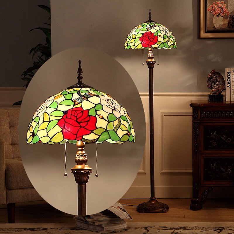  beautiful goods * art goods [ stain do lamp stained glass antique floral print ] retro atmosphere . stylish * Tiffany technique lighting 