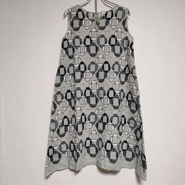 4-0519S-mina perhonen veronica ss3071 embroidery no sleeve dress One-piece gray navy mina perhonen 227055