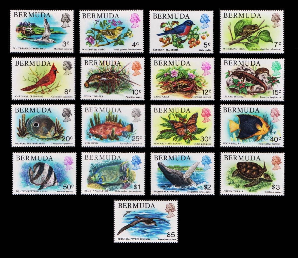 bα141y2-9B4　バミューダ1978-79年　鳥や魚など生き物・17枚完_画像1