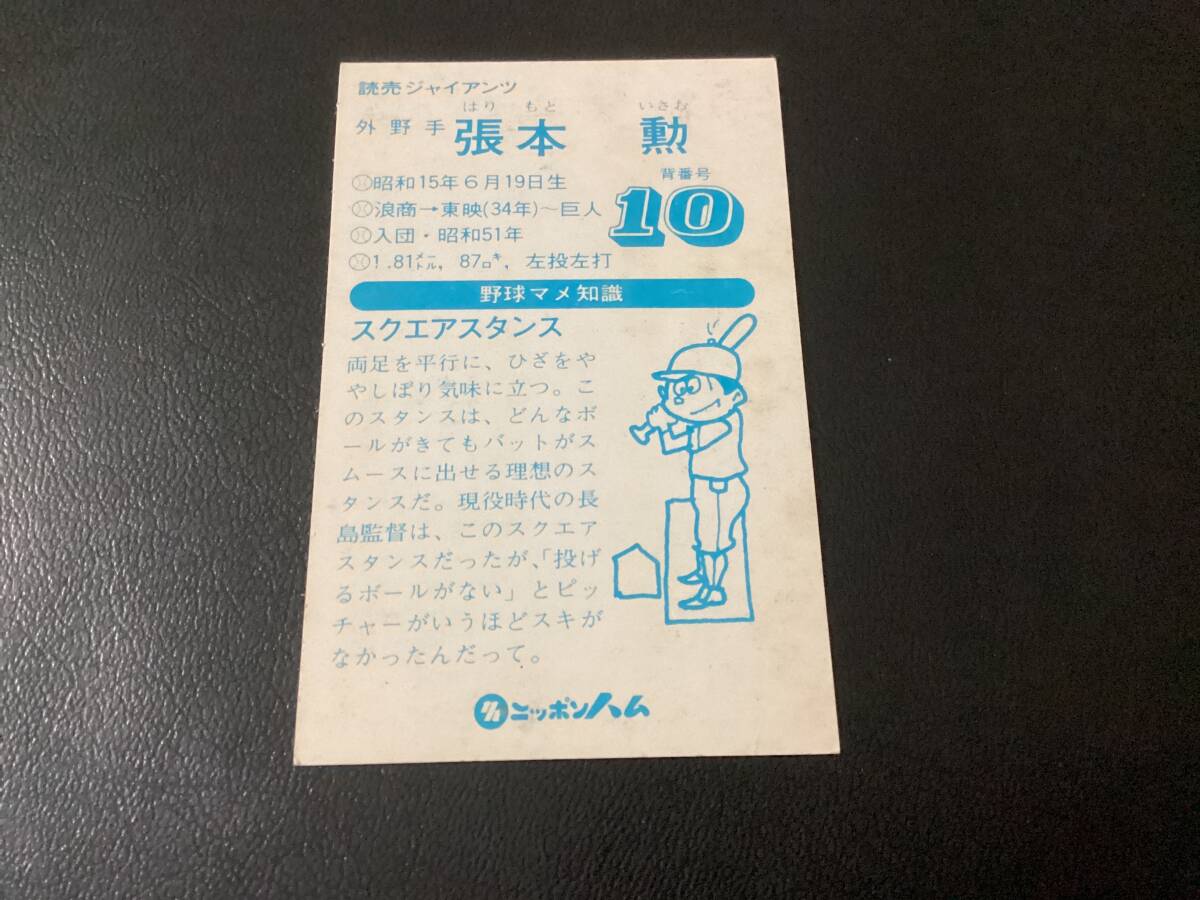 良品　ニッポンハム　カード　張本（巨人）　ホームランソーセージ　プロ野球カード_画像2