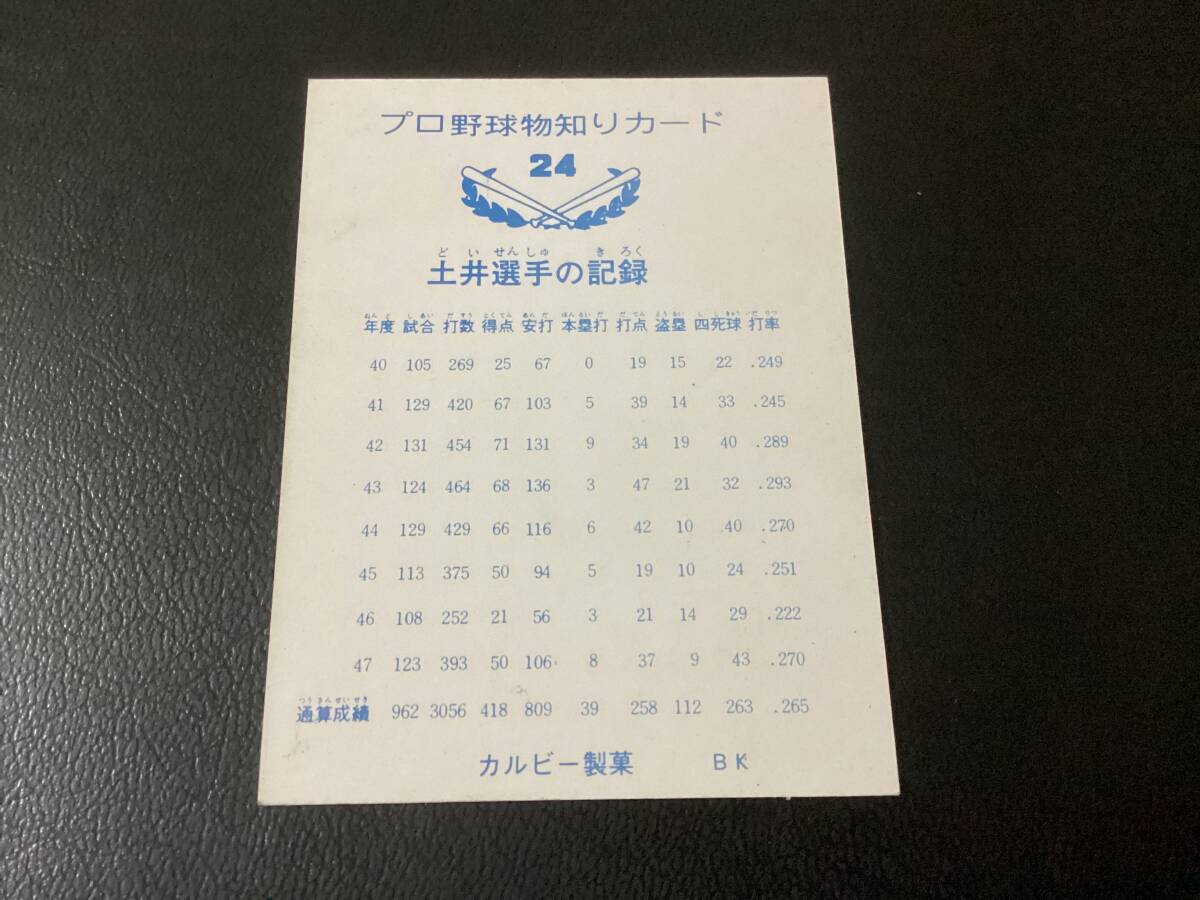 良品　カルビー73年　バット版　土井（巨人） No.24　プロ野球カード_画像2