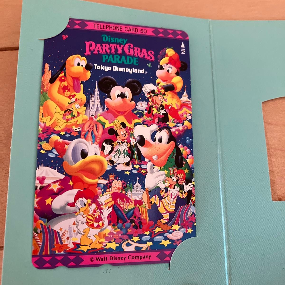 ディズニーパレード　テレホンカード（Disney PARTY GRAS PARADE）　台紙あり