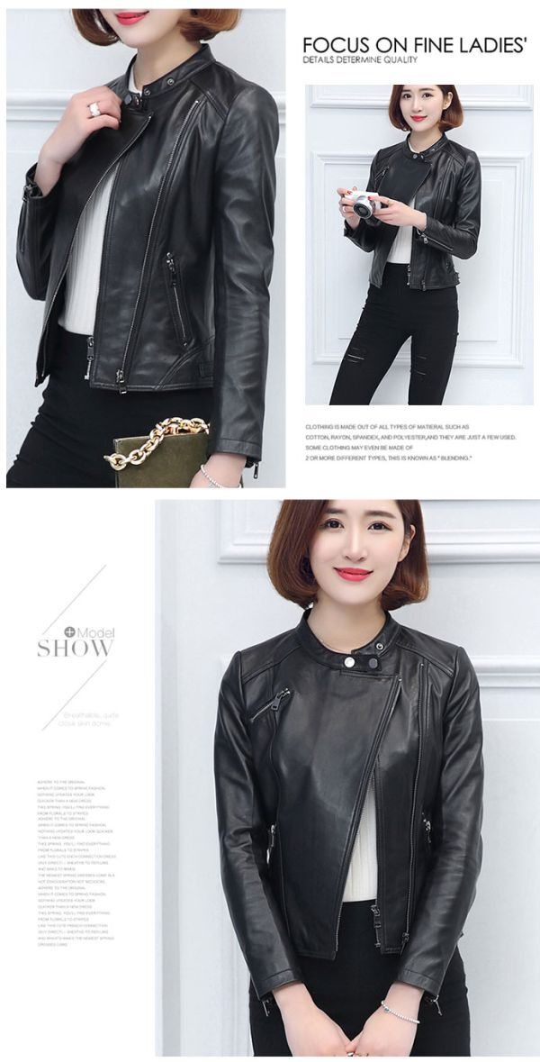  leather jacket lady's outer Short ram leather ram leather original leather jacket leather jacket yd140 black XXL