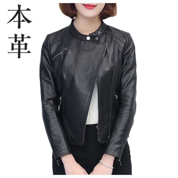  leather jacket lady's outer Short ram leather ram leather original leather jacket leather jacket yd140 black XXL