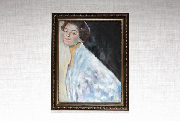 ヤフオク 油絵 人物画 白い服の女 クリムト模写 肉筆１