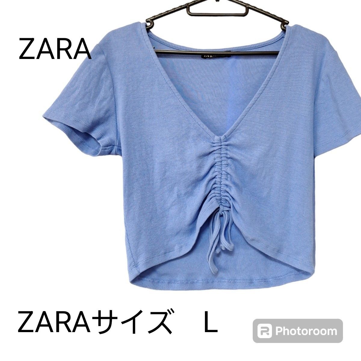ZARA  ザラ　トップス　ZARAサイズ　L  ブルー　青　大きなサイズ