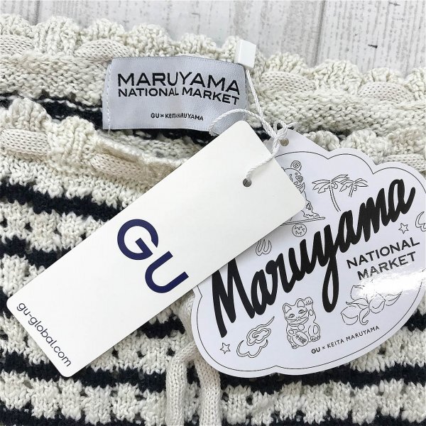 タグ付き新品！GU ジーユー × MARUYAMA レディース 透かし編み 半袖セーター M ナチュラル_画像2
