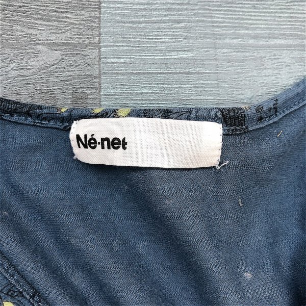 Ne-net ネネット レディース 総柄 オーバー 半袖Tシャツ 2 ネイビー_画像2