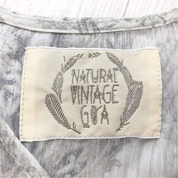 NATURAL VINTAGE GOA レディース ボタニカルアンティーク シアーブラウス カーディガン ミント_画像2