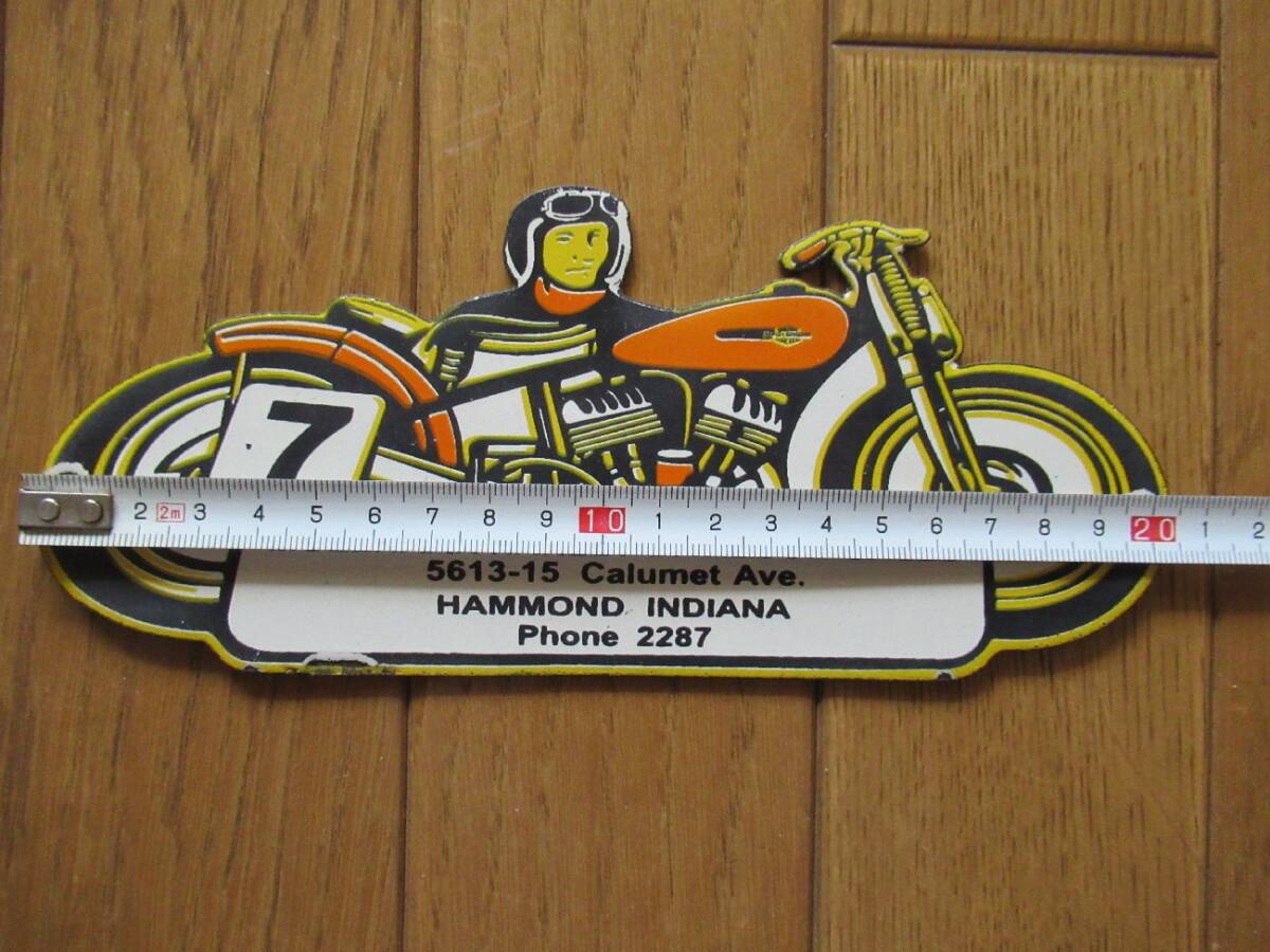 アメリカンビンテージ ホーロー看板 ハーレーダビッドソン バイクディーラー ／ Vintage HARLEY-DAVIDSON bike dealer Steel Sign_画像9