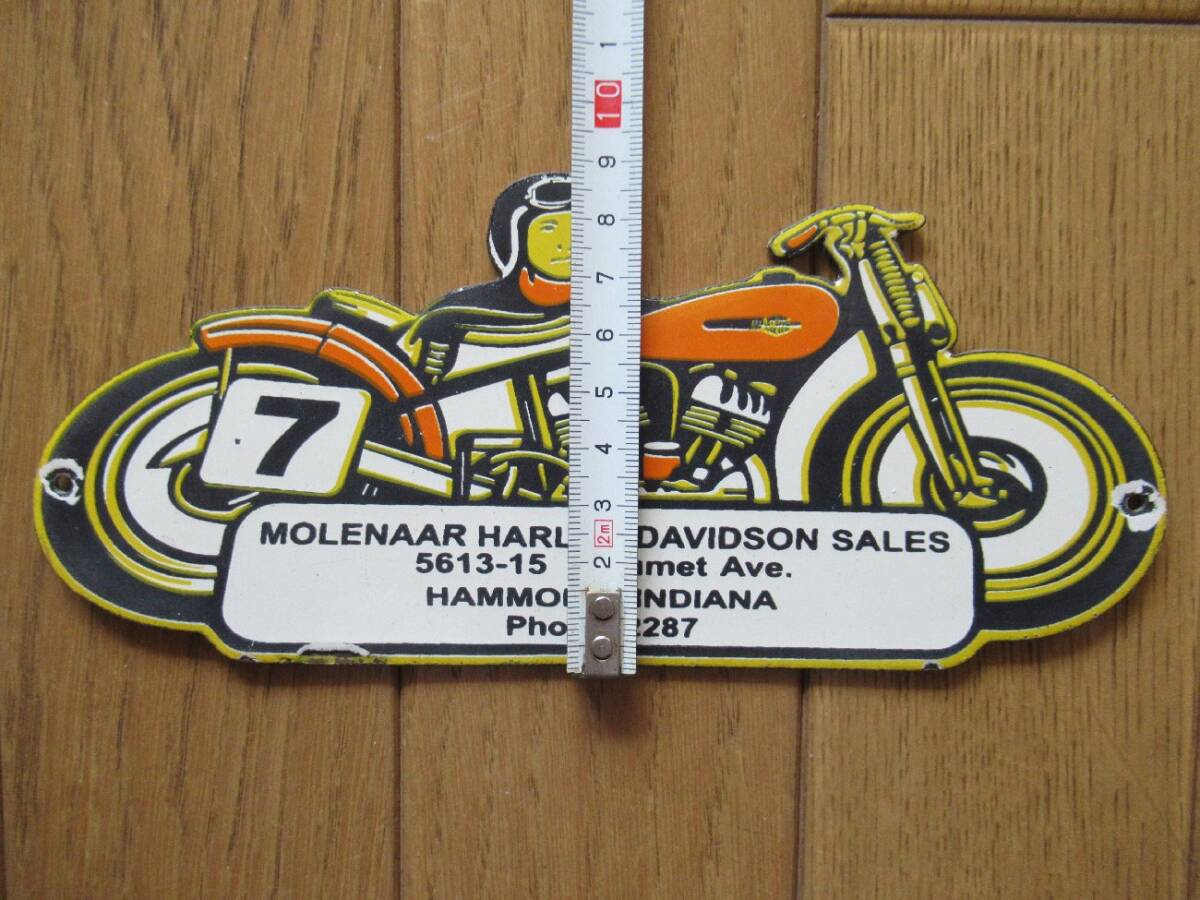 アメリカンビンテージ ホーロー看板 ハーレーダビッドソン バイクディーラー ／ Vintage HARLEY-DAVIDSON bike dealer Steel Sign_画像10