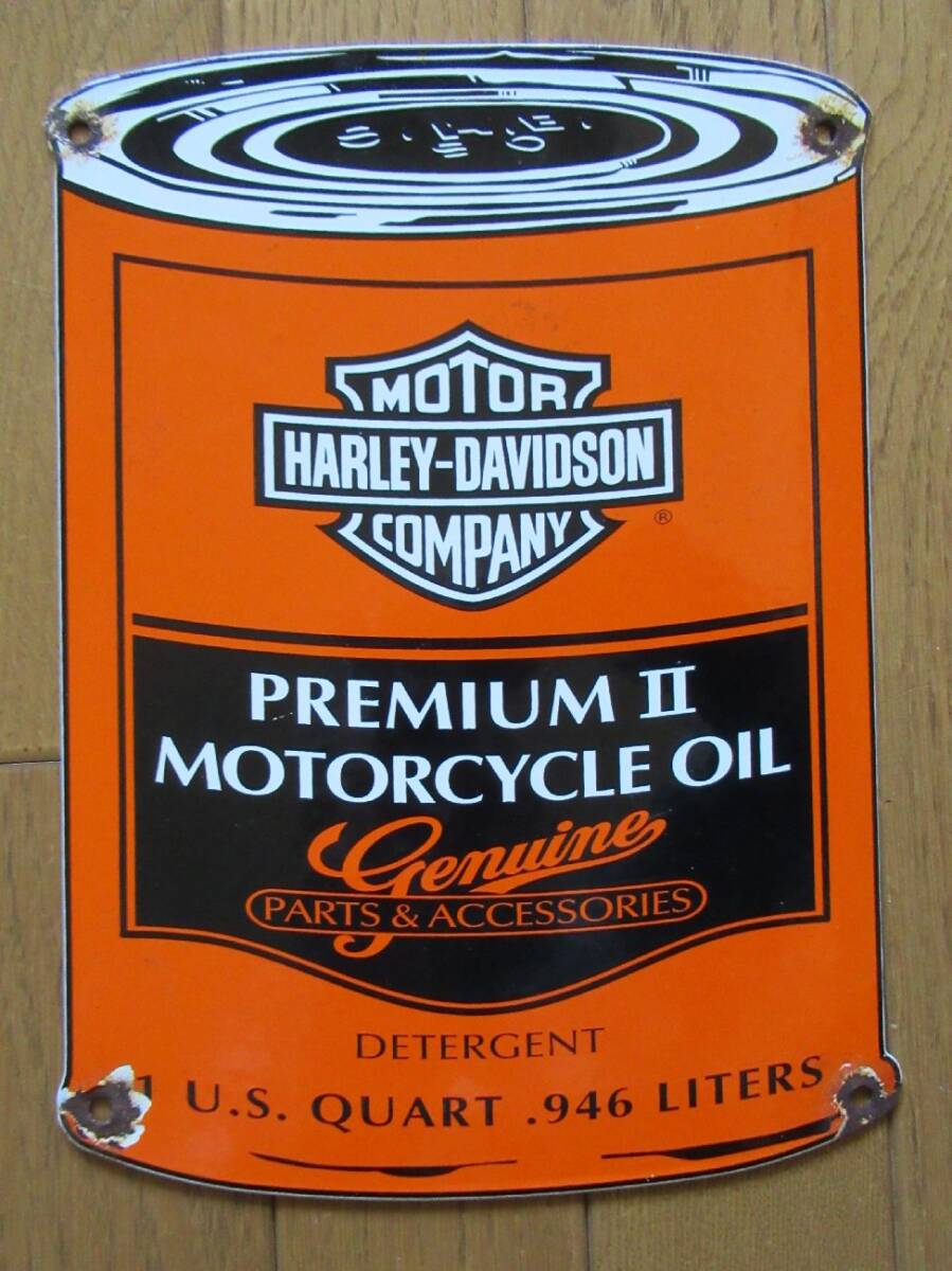 アメリカンビンテージ ホーロー看板 ハーレーダビッドソン 純正オイル缶 ／ Vintage GENUINE HARLEY MOTORCYCLE Oilcan Steel Sign_画像1