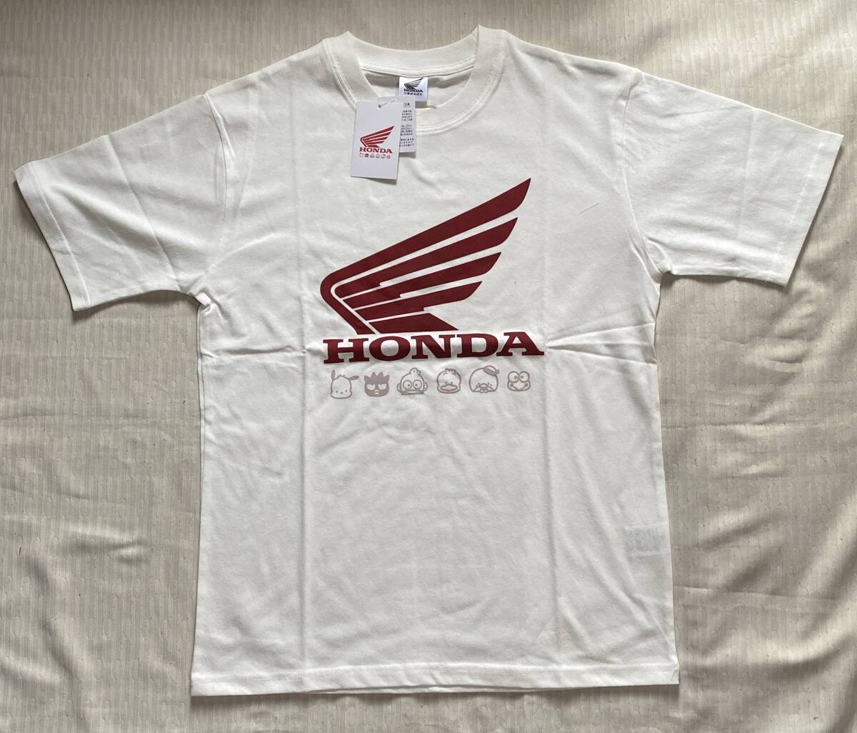 半袖Tシャツ Lサイズ HONDA/ホンダ 白系 バイク/オートバイ はぴだんぶい サンリオ♪♪未使用品_画像1