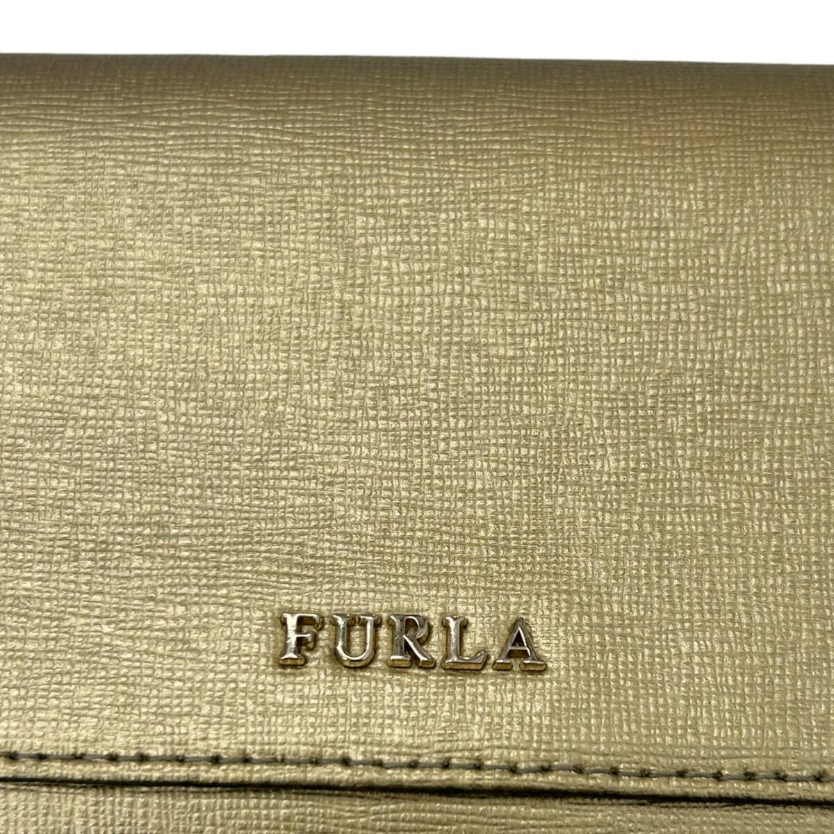 FURLA フルラ 長財布 ロングウォレット レディース フルフラップ ゴールド系 お財布【中古】_画像5