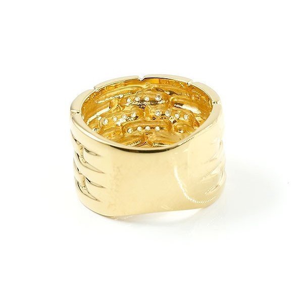 メンズ ダイヤモンドリング イエローゴールドk10 メタルバンド 時計 指輪 リング ダイヤ 10金 男性用 幅広 人気 ストレート 送料無料_画像3