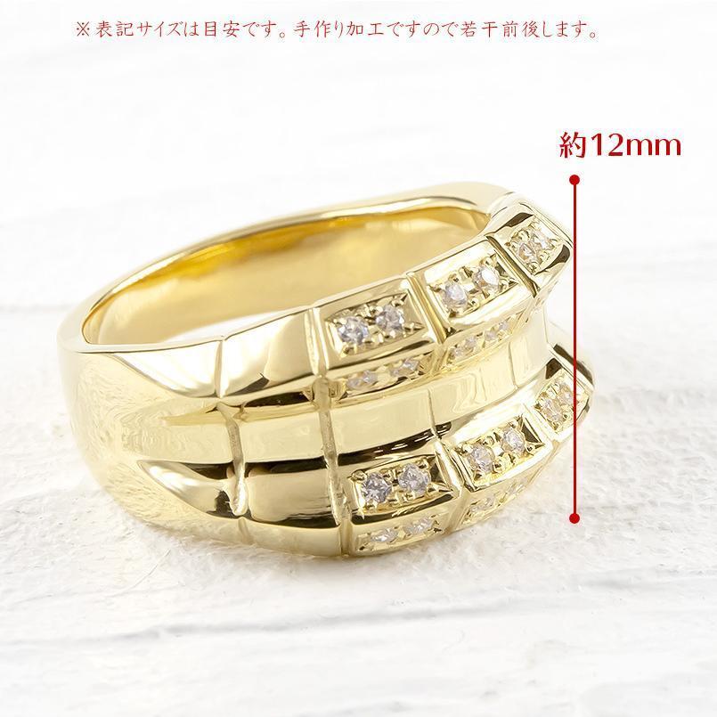 ゴールド リング ダイヤモンド メンズ 太め 幅広 10k イエローゴールド 10金 指輪 ピンキーリング ダイヤ 男性 人気 おしゃれ_画像4