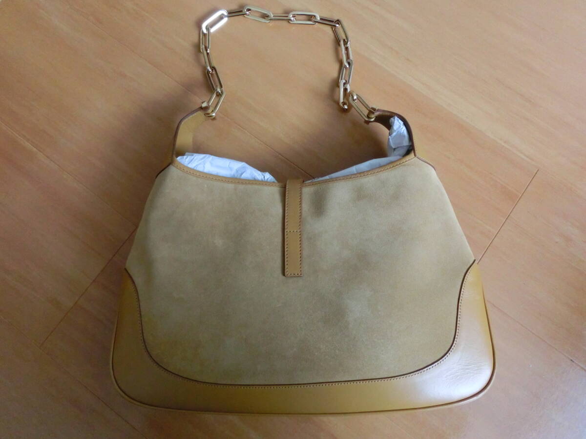  прекрасный товар б/у товар хранение товар GUCCI Gucci домкрат - ручная сумочка сумка на плечо Camel бежевый женский / супер-скидка 1 иен старт 