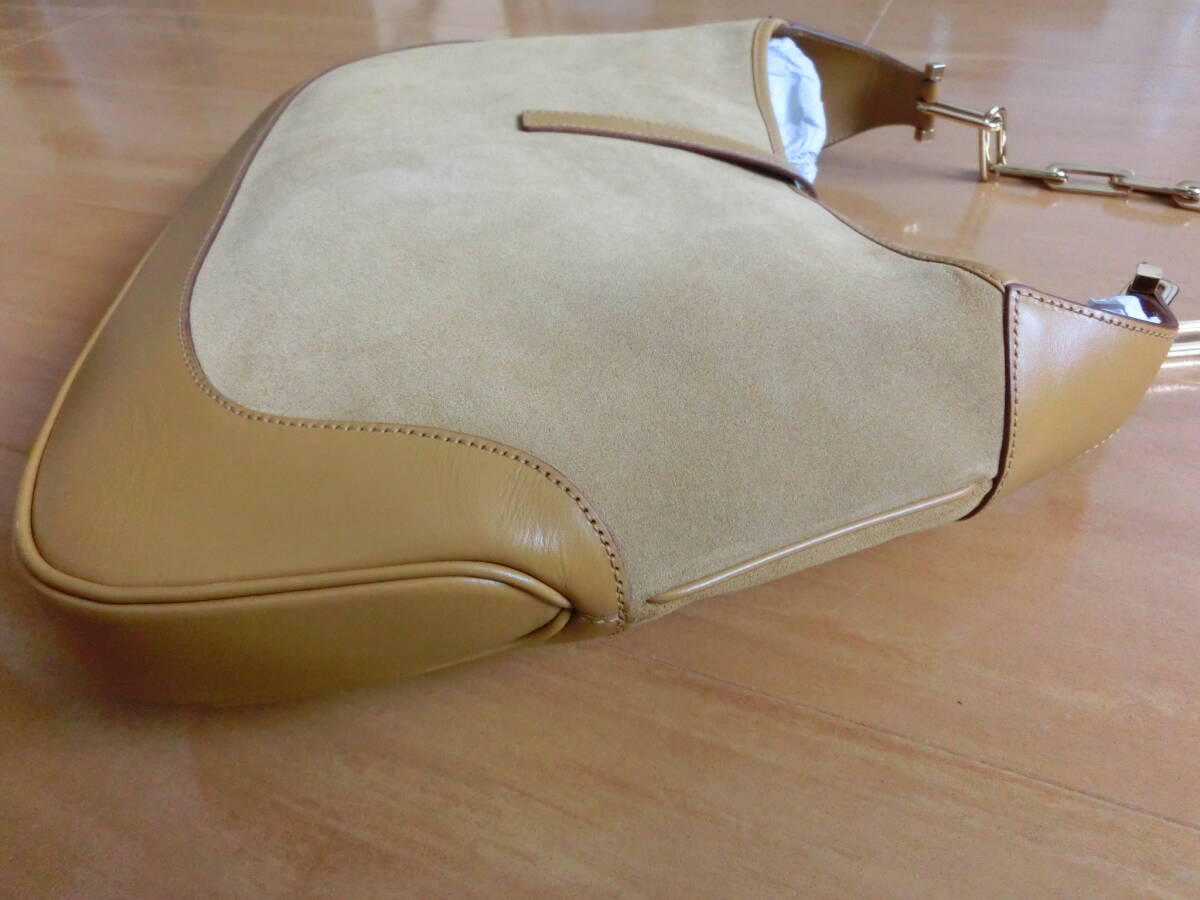 прекрасный товар б/у товар хранение товар GUCCI Gucci домкрат - ручная сумочка сумка на плечо Camel бежевый женский / супер-скидка 1 иен старт 